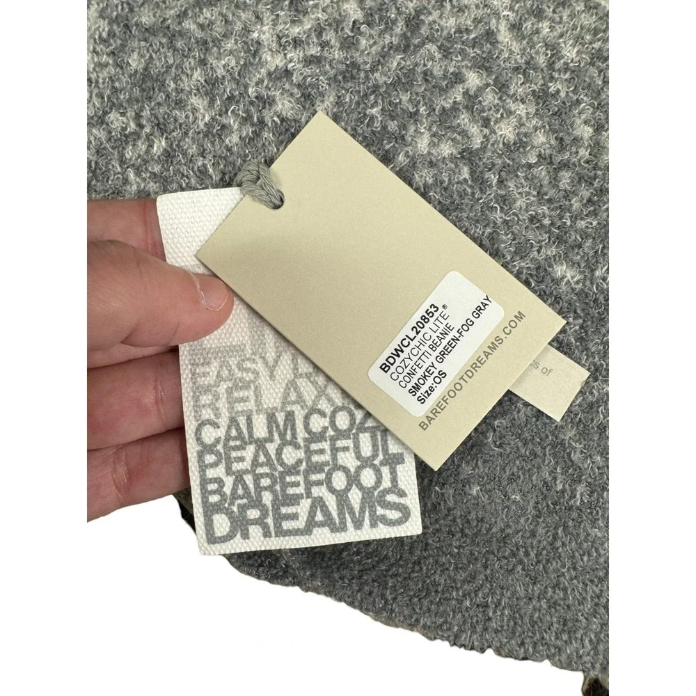 Barefoot Dreams CozyChic Lite‎ Confetti Beanie OS Smokey Green Fog Gray